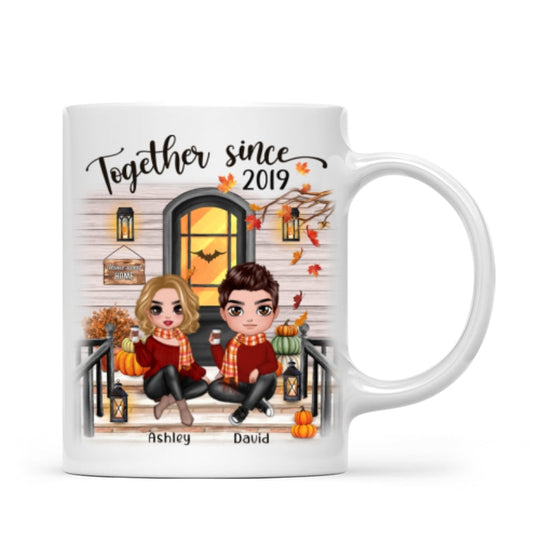 Fall Season Couple Front Porch Personalized Mug