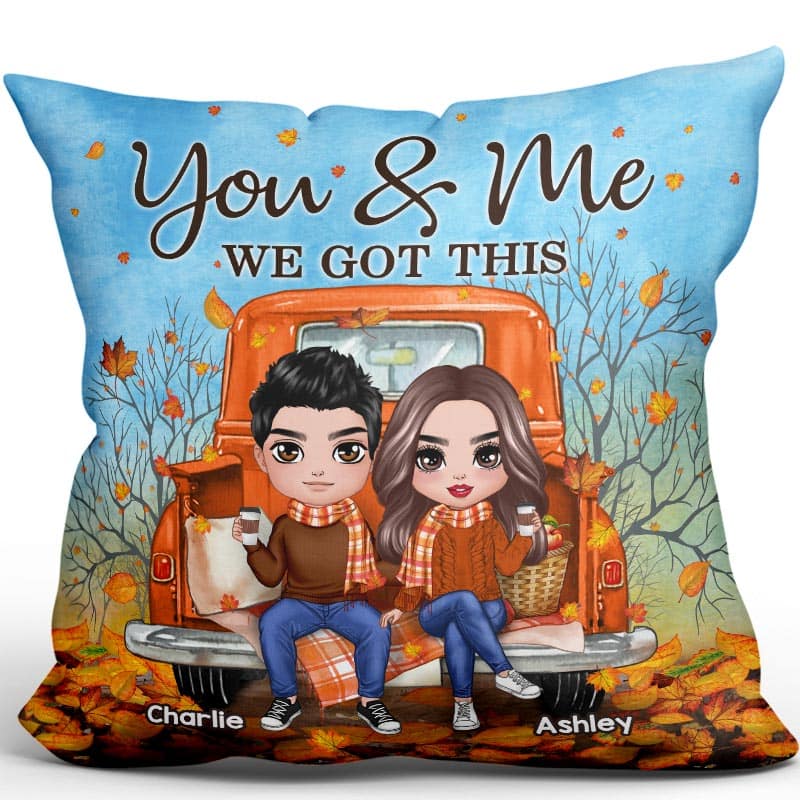 Fall Season Couple Truck Freeze Personalized Pillow (Insert Included)