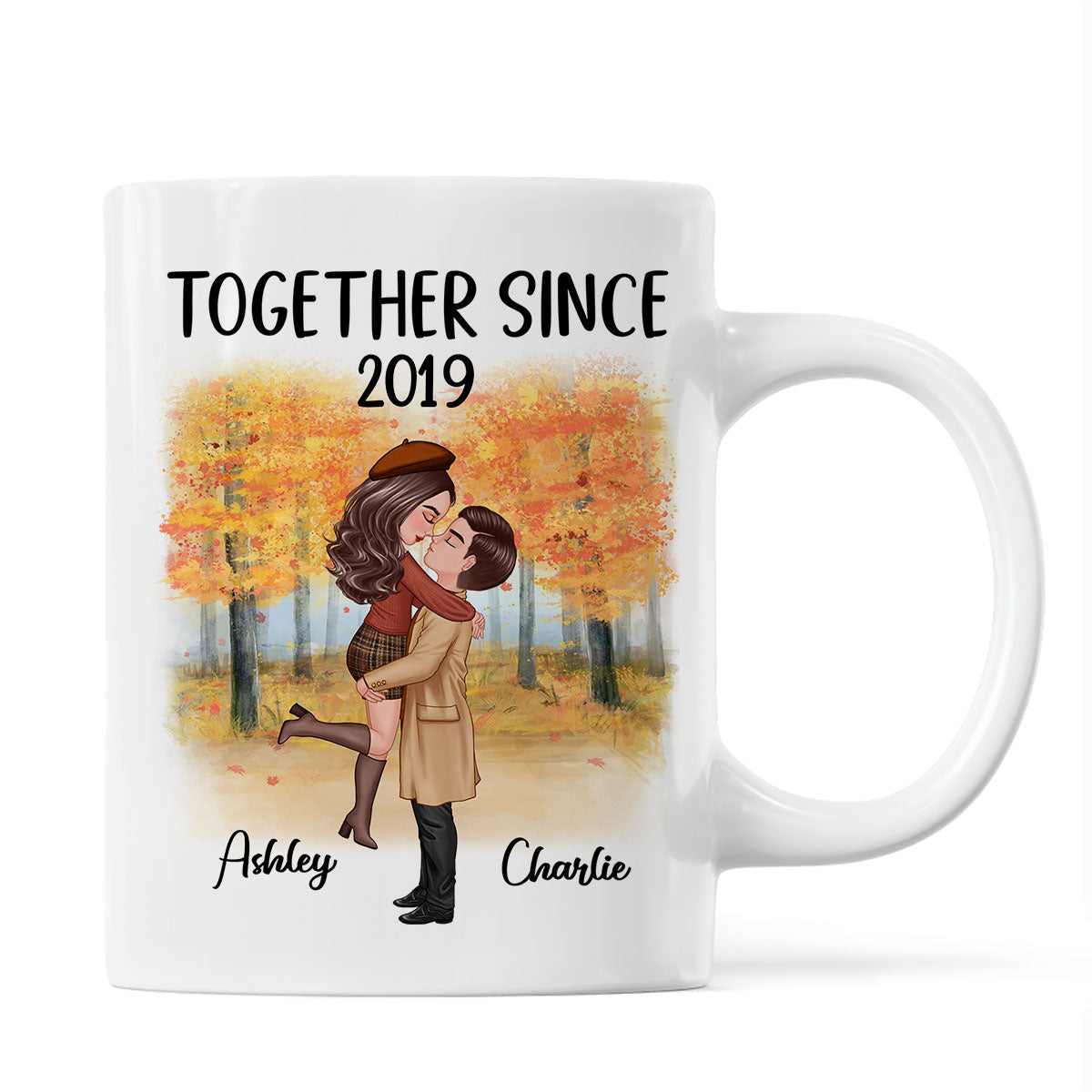 Fall Season Doll Couple Kissing Hugging Personalized Mug